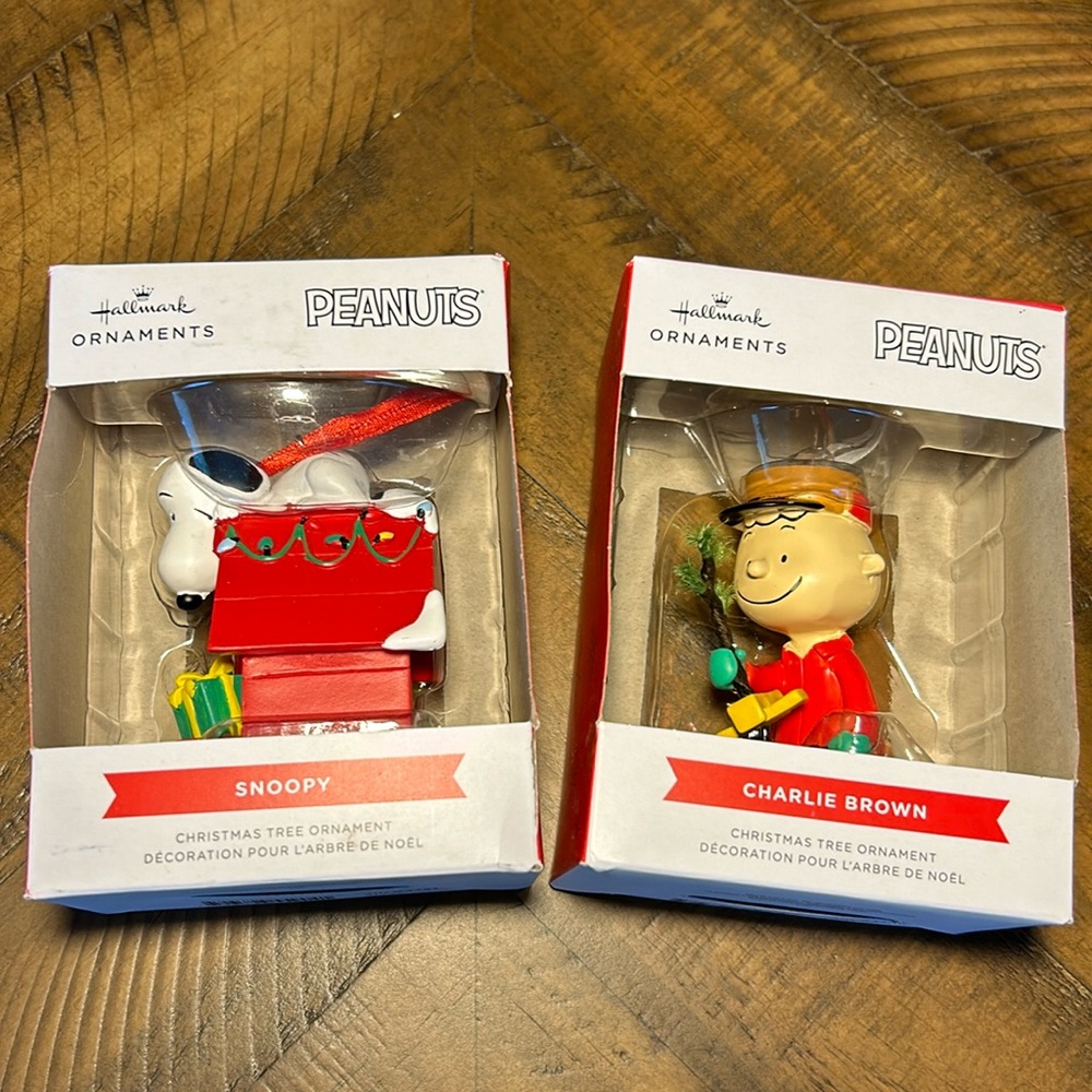 Peanuts Hallmark Ornaments Snoopy and Charlie Brown NIB